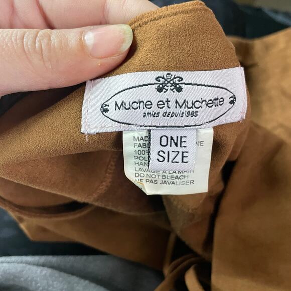 Muche et Muchette Dress Womens One Size Brown Eyelet Hem Faux Suede Boho - Picture 4 of 9